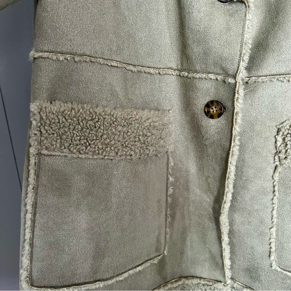 NWT BCBG Faux Suede shearling Teddy Pea Coat AMAZING ON mint green XL Sherpa - Picture 4 of 11